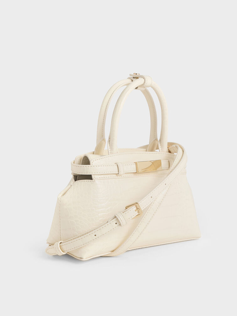 Aurelia Croc-Effect Metallic-Accent Elongated Tote