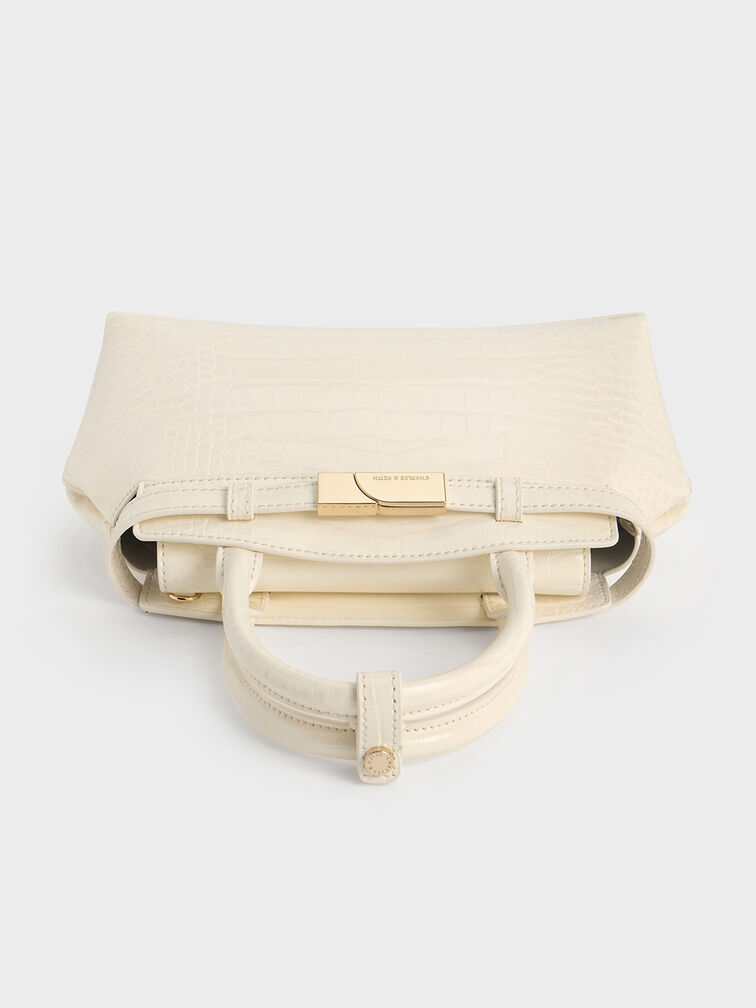 Aurelia Croc-Effect Metallic-Accent Elongated Tote