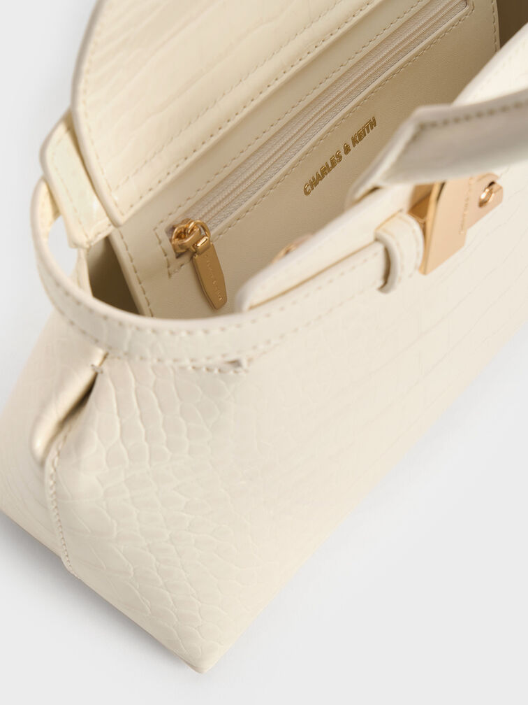 Aurelia Croc-Effect Metallic-Accent Elongated Tote