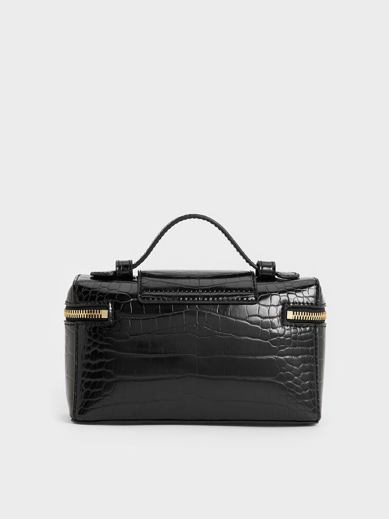 Arwen Croc-Effect Top Handle Vanity Bag