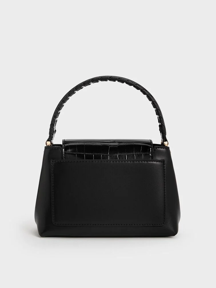 Arwen Croc-Effect Braided-Strap Top Handle Bag