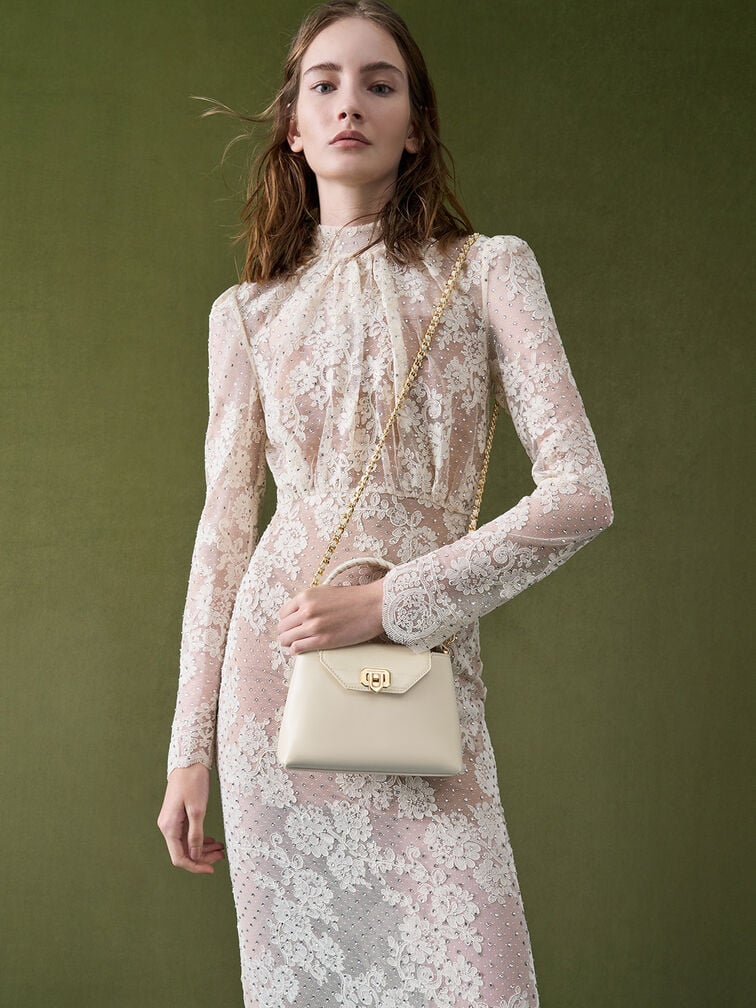 Arwen Croc-Effect Braided-Strap Top Handle Bag