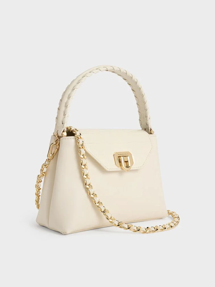 Arwen Croc-Effect Braided-Strap Top Handle Bag