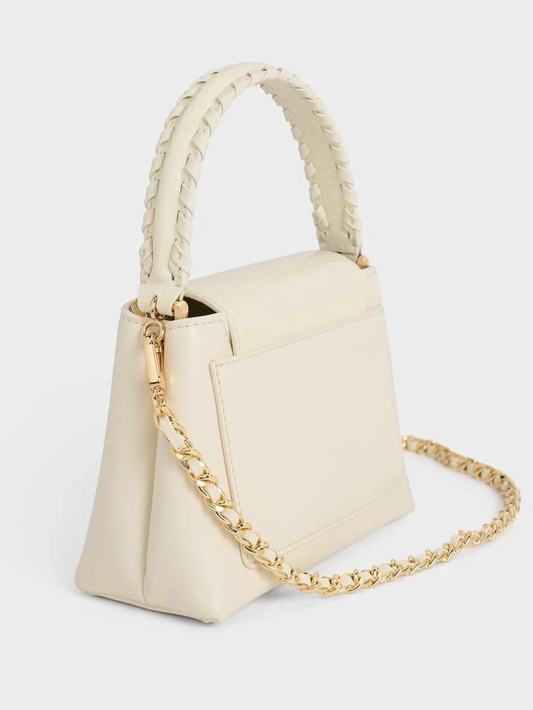 Arwen Croc-Effect Braided-Strap Top Handle Bag