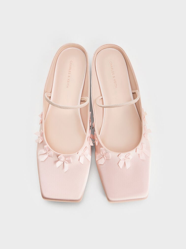 Satin Bow Square-Toe Mules