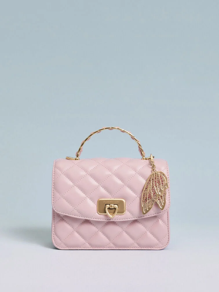 Cressida Quilted Top Handle Bag With Bag Charms