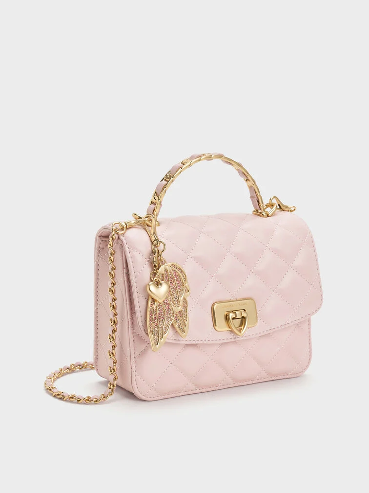Cressida Quilted Top Handle Bag With Bag Charms