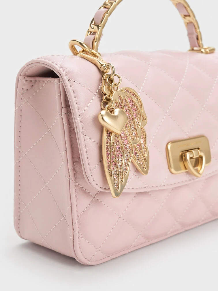 Cressida Quilted Top Handle Bag With Bag Charms