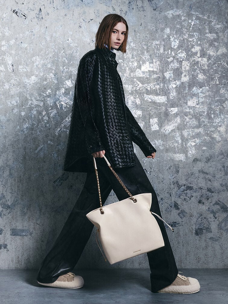 Arya Braided-Strap Double-Handle Tote Bag