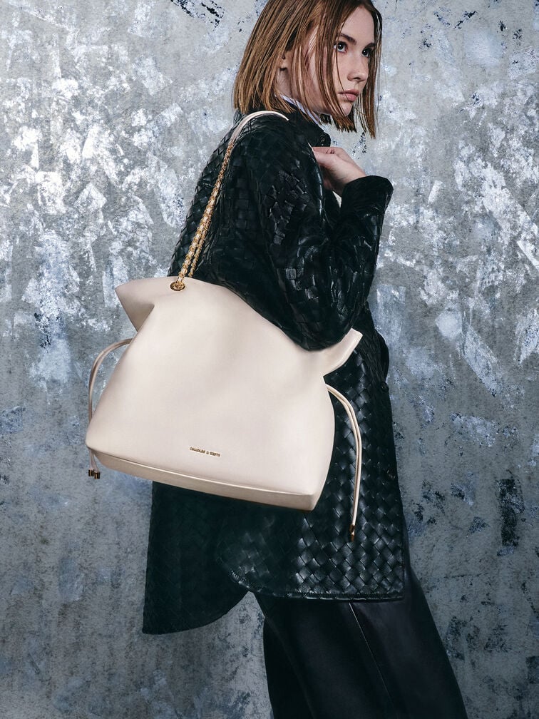 Arya Braided-Strap Double-Handle Tote Bag