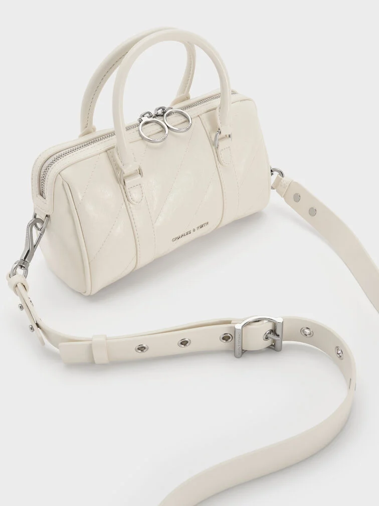 Philomena Panelled Chain-Handle Bowling Bag