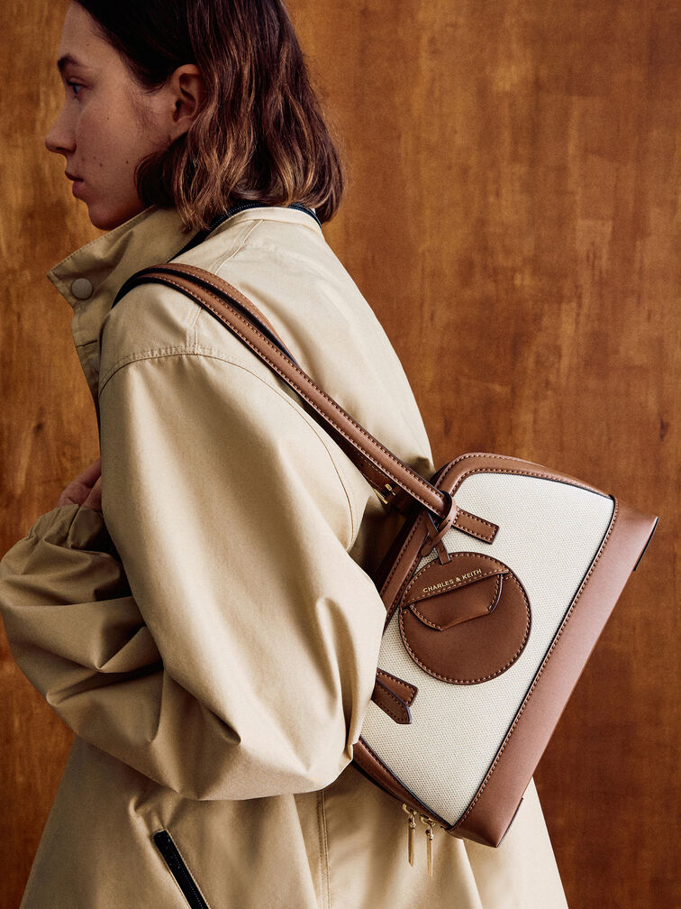 Enola Canvas Two-Tone Elongated-Handle Bag