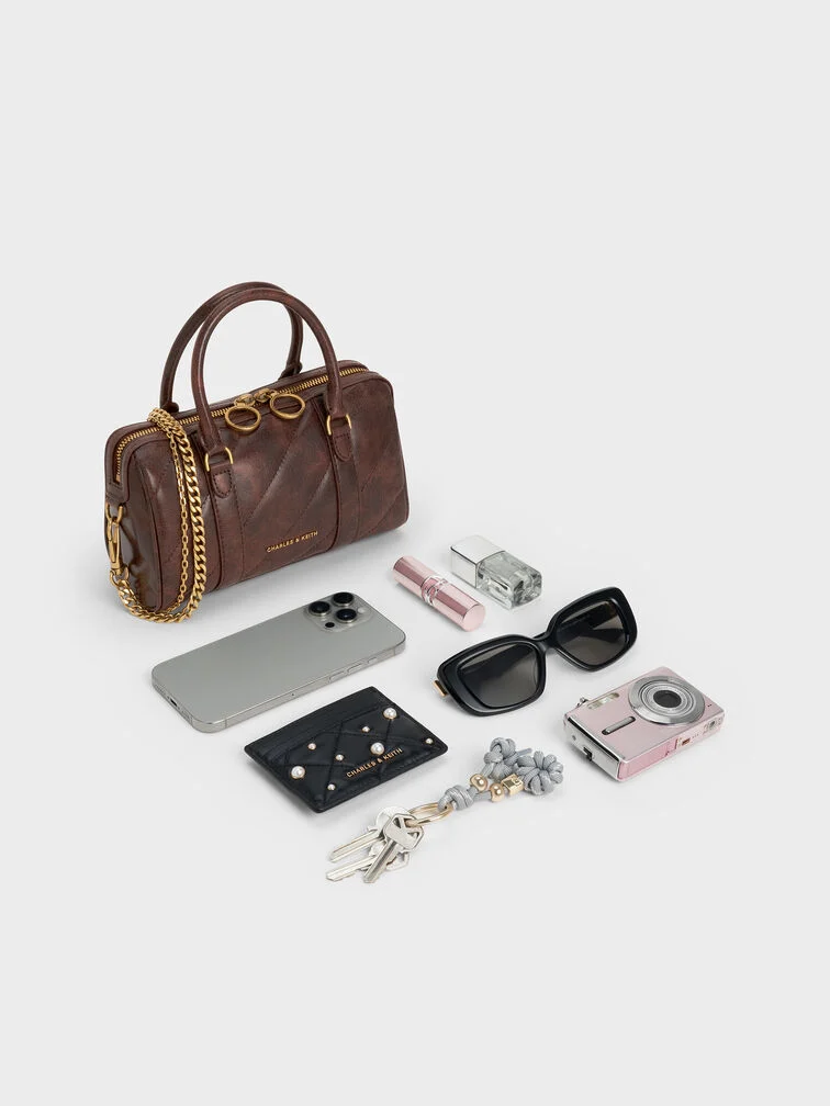 Philomena Panelled Chain-Handle Bowling Bag