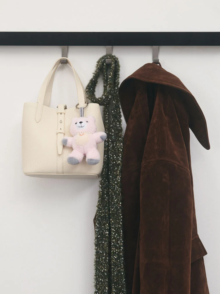 Beryl Recycled Leather Double-Handle Belted Bucket Bag