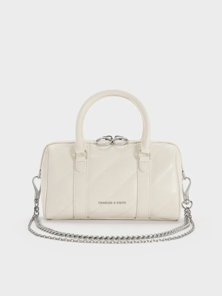 Philomena Panelled Chain-Handle Bowling Bag