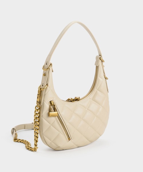 CNK Swing Padlock Quilted Crescent Bag