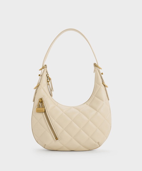 CNK Swing Padlock Quilted Crescent Bag