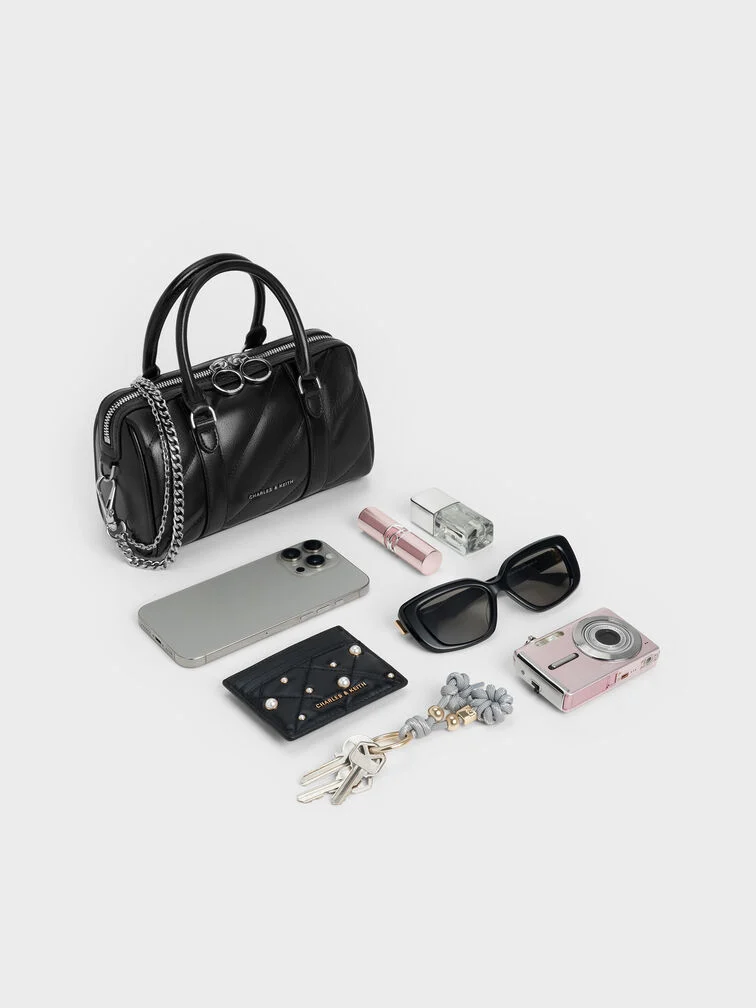 Philomena Panelled Chain-Handle Bowling Bag