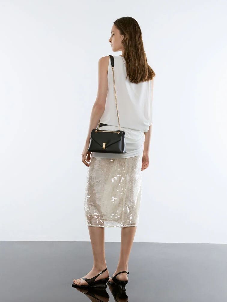 Lilibet Recycled Suede Chain-Strap Bag