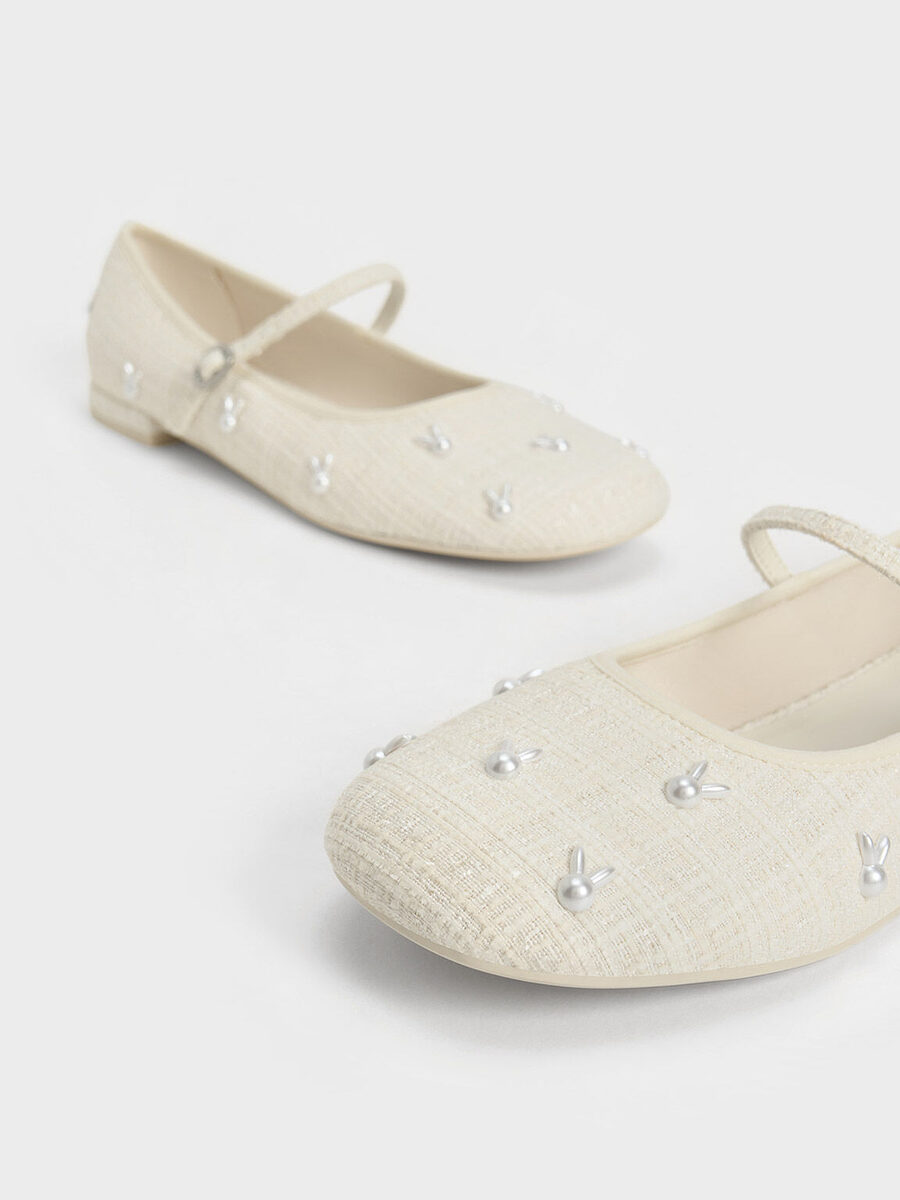 Bunny Tweed Mary Jane Flats