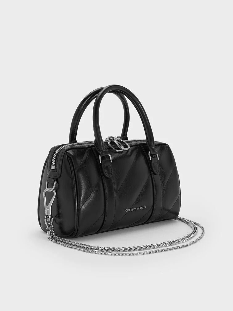 Philomena Panelled Chain-Handle Bowling Bag