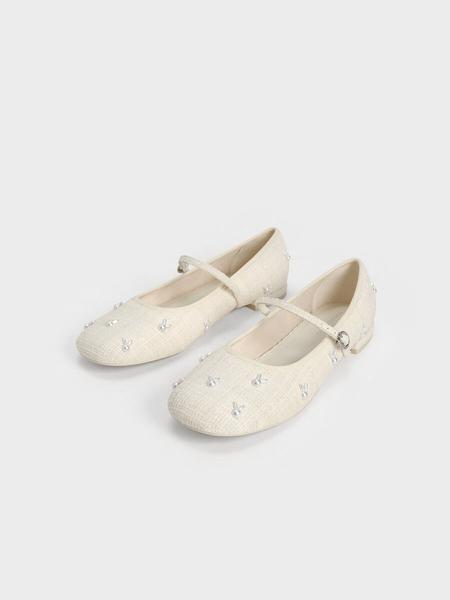 Bunny Tweed Mary Jane Flats