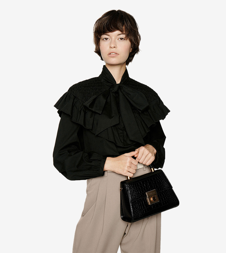 CNK Croc-Effect Structured Sculptural Bag
