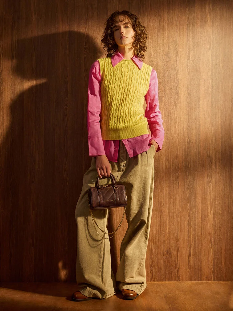 Philomena Panelled Chain-Handle Bowling Bag