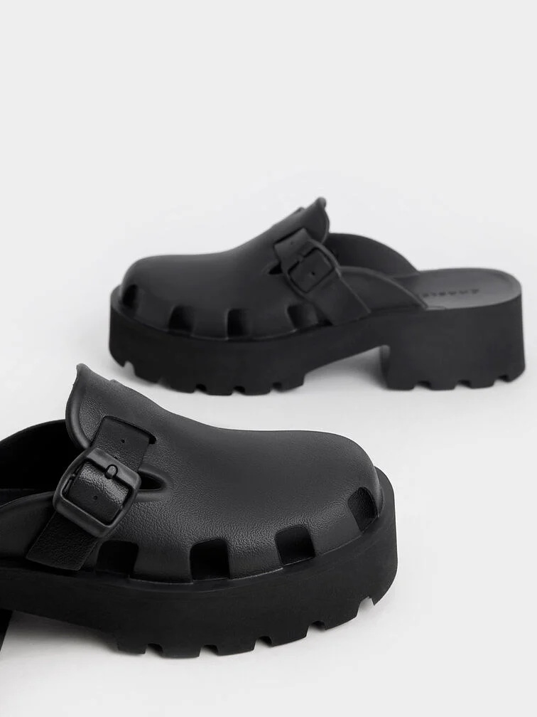 Mae Buckled Platform Mules