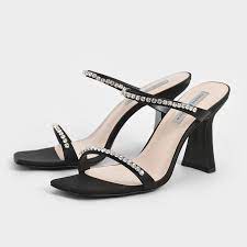 Patent Gem-Encrusted Heeled Sandals