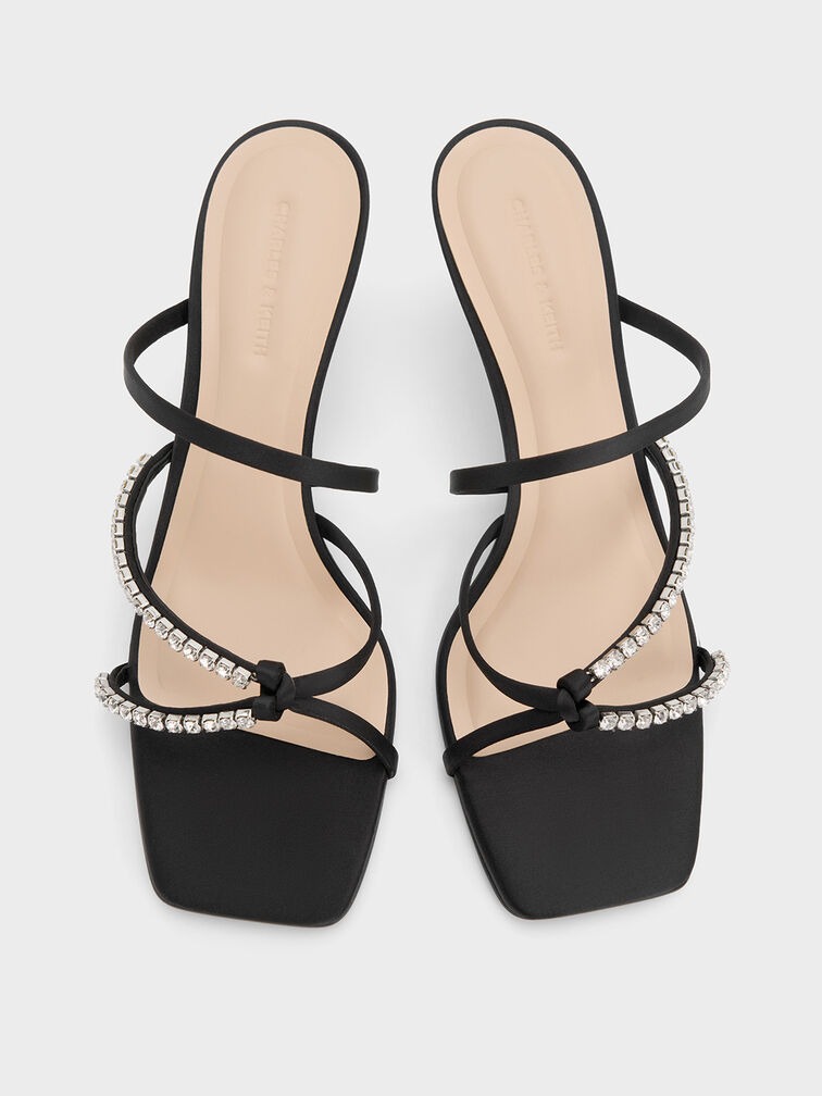 Gem-Embellished Strappy Heeled Sandals Long