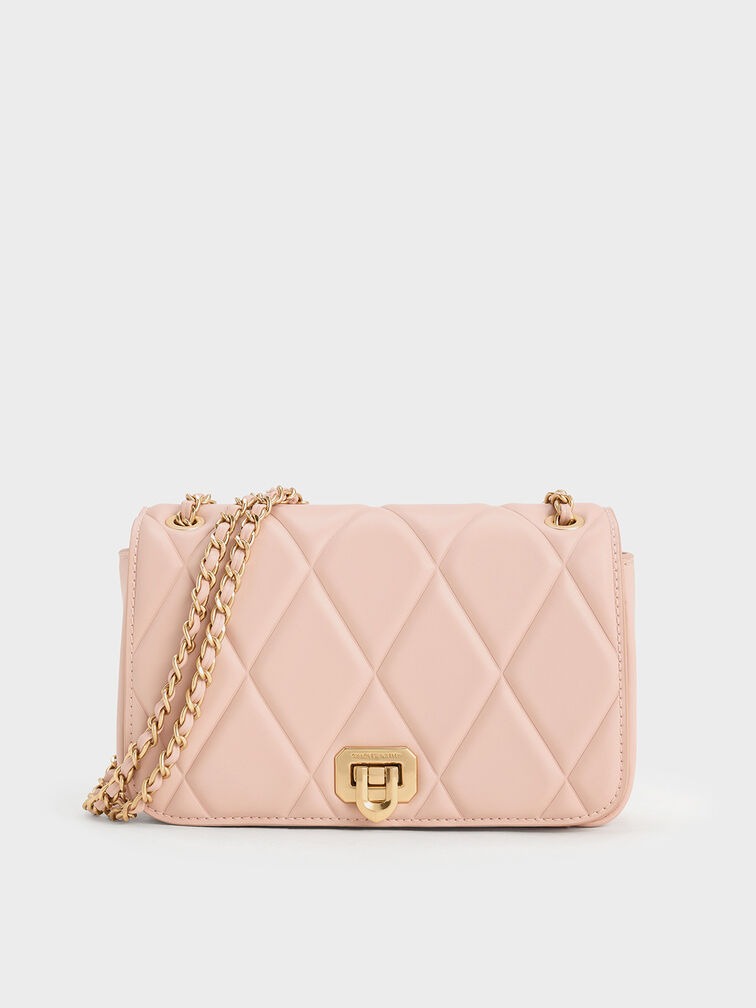 Arwen Diamond-Quilt Quilted Shoulder Bag