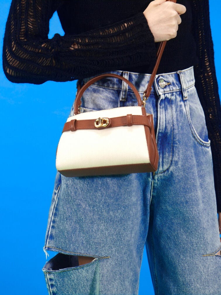 Aubrielle Canvas Two-Tone Trapezoidal Tote