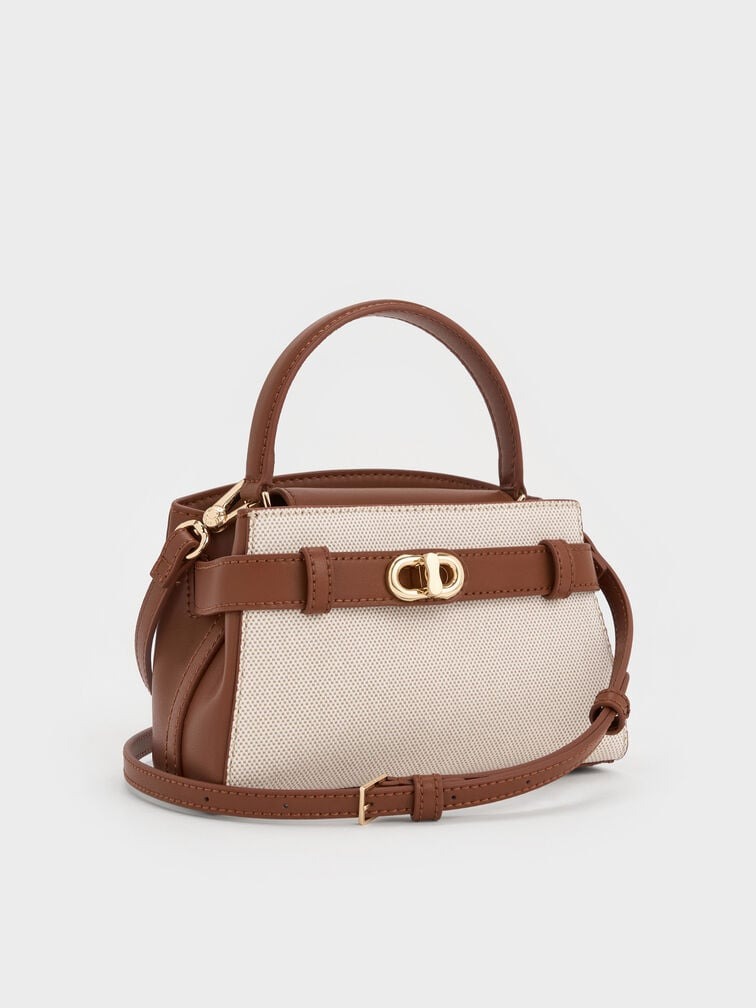 Aubrielle Canvas Two-Tone Trapezoidal Tote