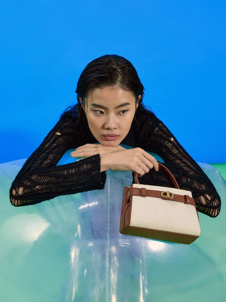 Aubrielle Canvas Two-Tone Trapezoidal Tote