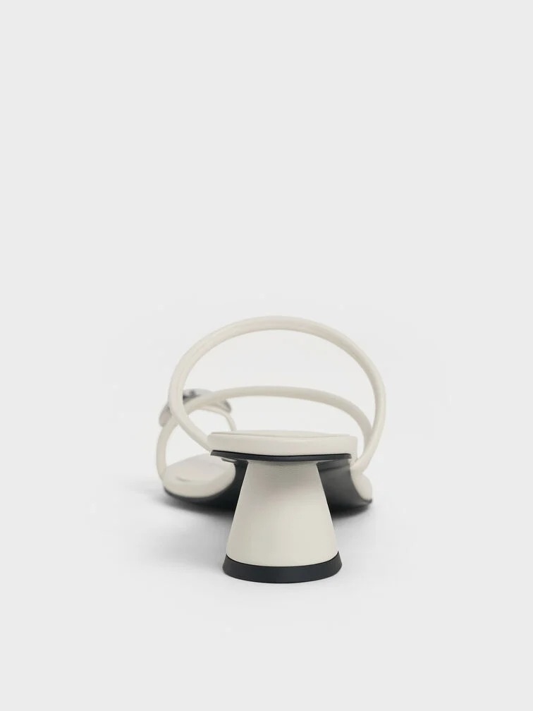 Metallic-Accent Strappy Toe-Ring Heeled Sandals