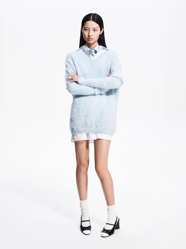 Two-Tone Bow Slingback Pumps