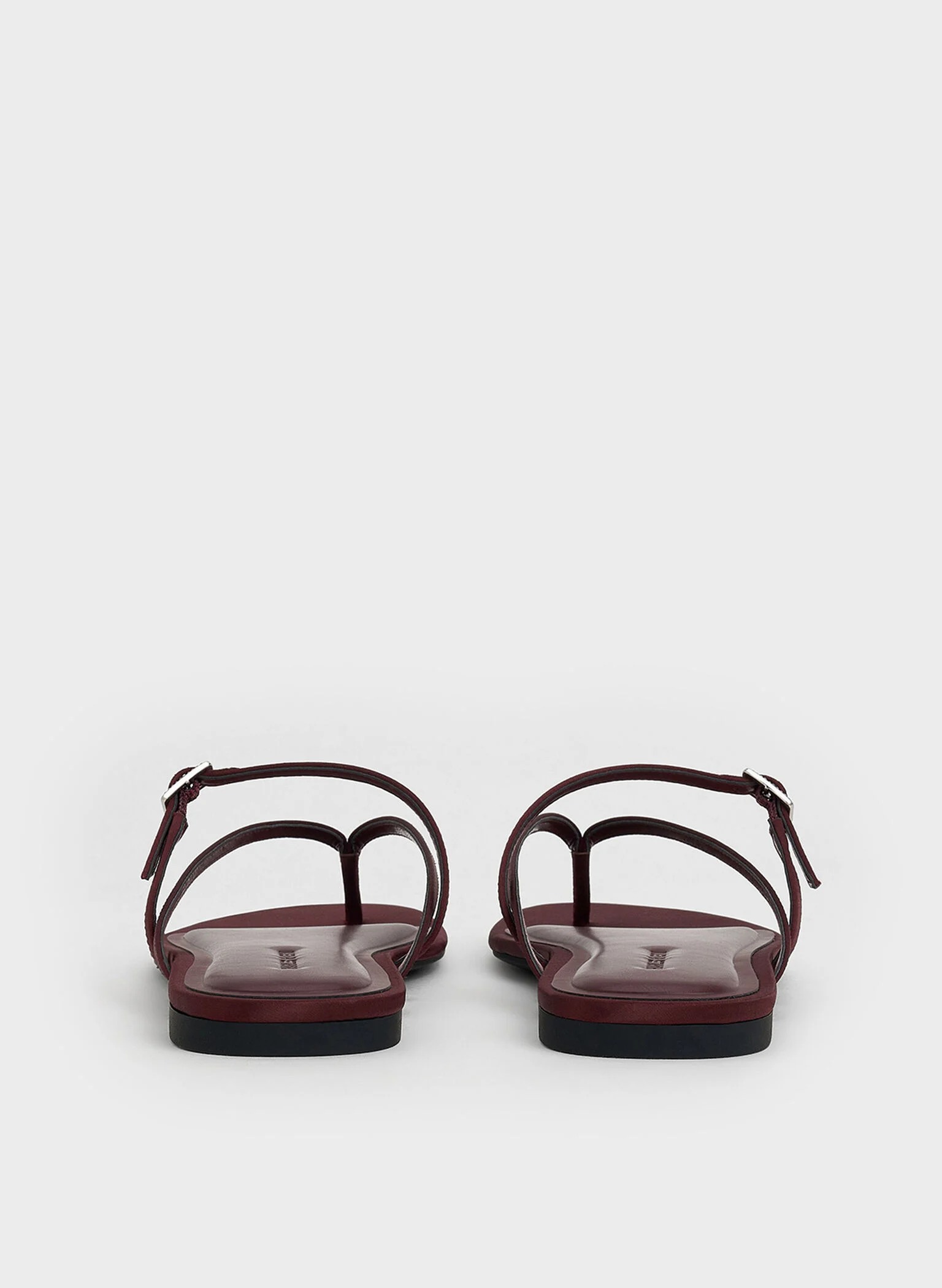 Metallic Crystal-Buckle Strappy Thong Sandals