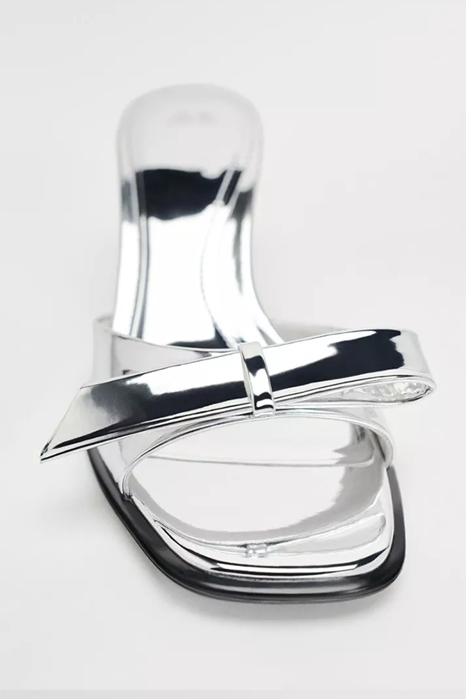 Zara Metallic Block Heels Sandals