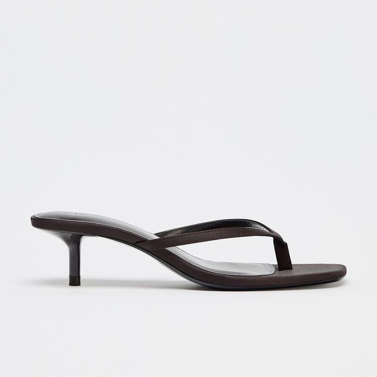 SATIN KITTEN HEEL SANDALS