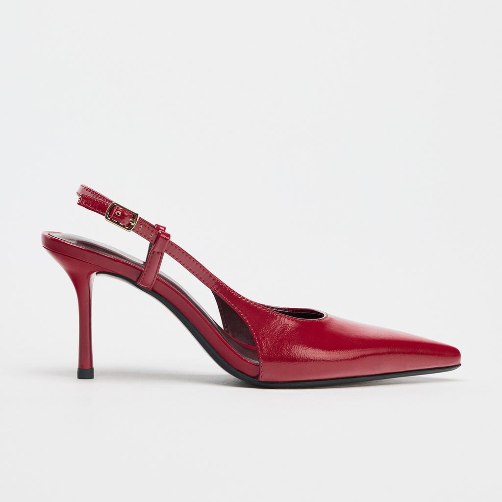 FAUX PATENT SLINGBACK HEELS