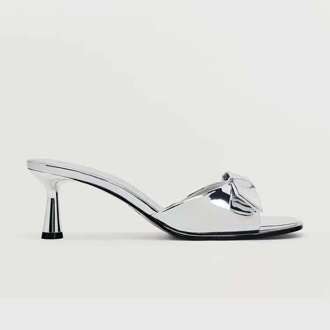 Zara Metallic Block Heels Sandals