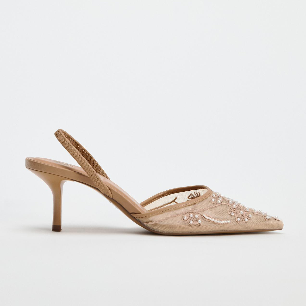 EMBROIDERED MESH SLINGBACKS