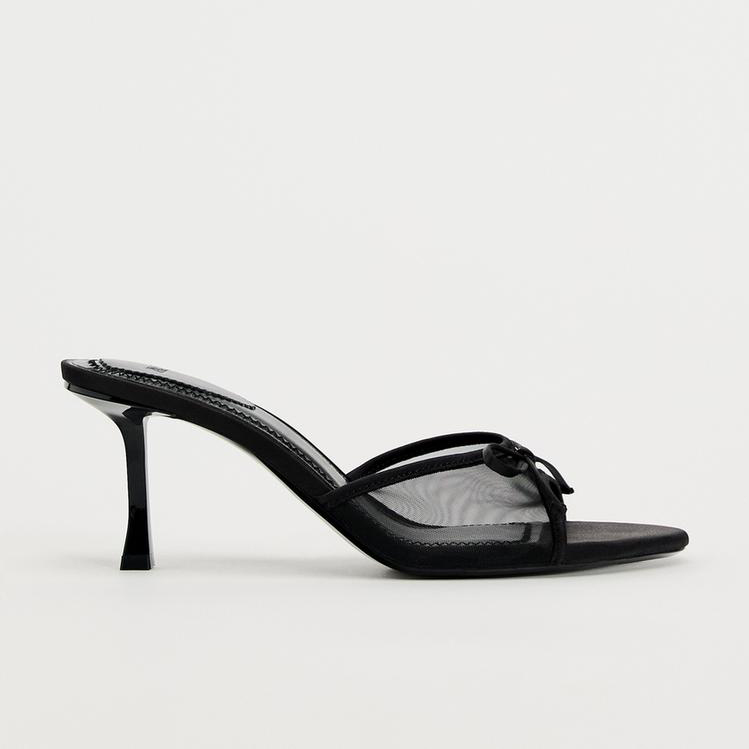 SATIN-EFFECT POLKA DOT SANDALS