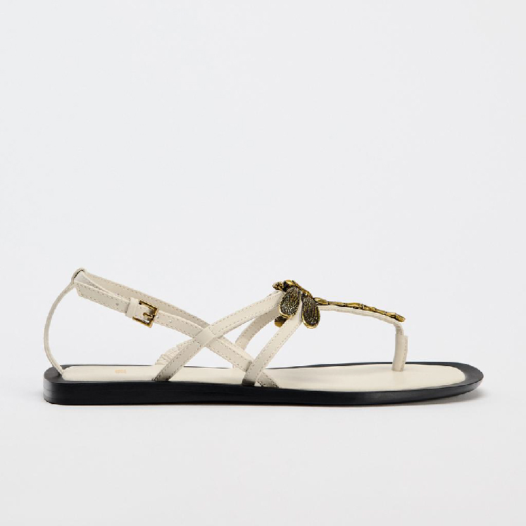 EMBELLISHED FLAT SLIDER SANDALS
