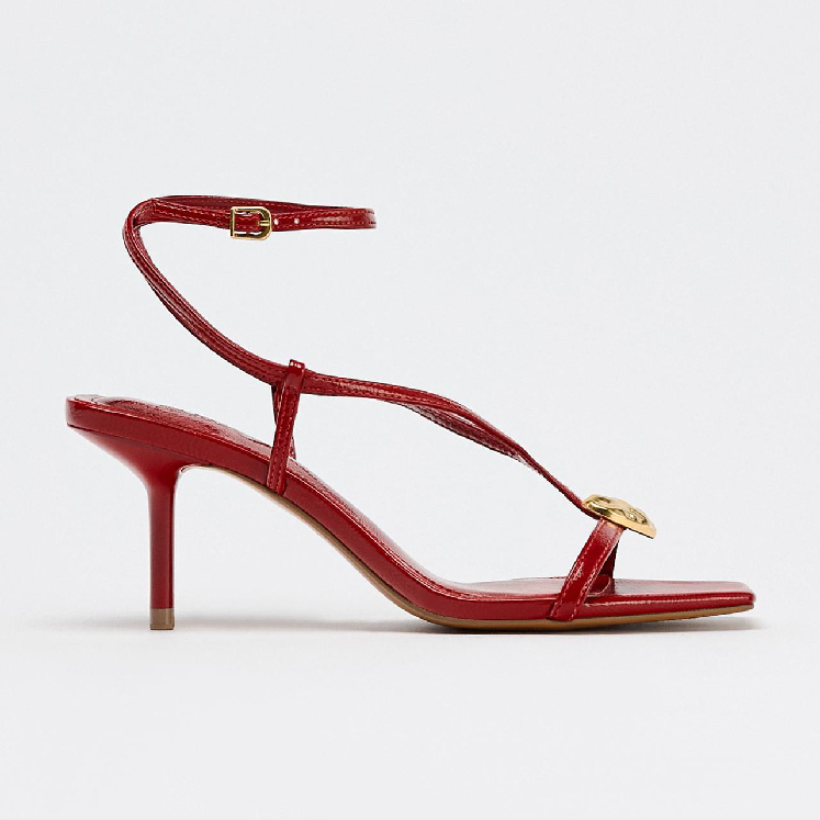 METALLIC DETAIL STRAPPY HEELED SANDALS