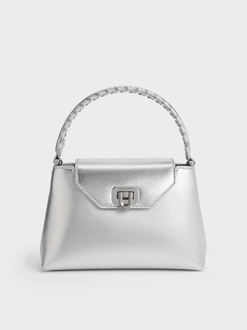 Arwen Croc-Effect Braided-Strap Top Handle Bag