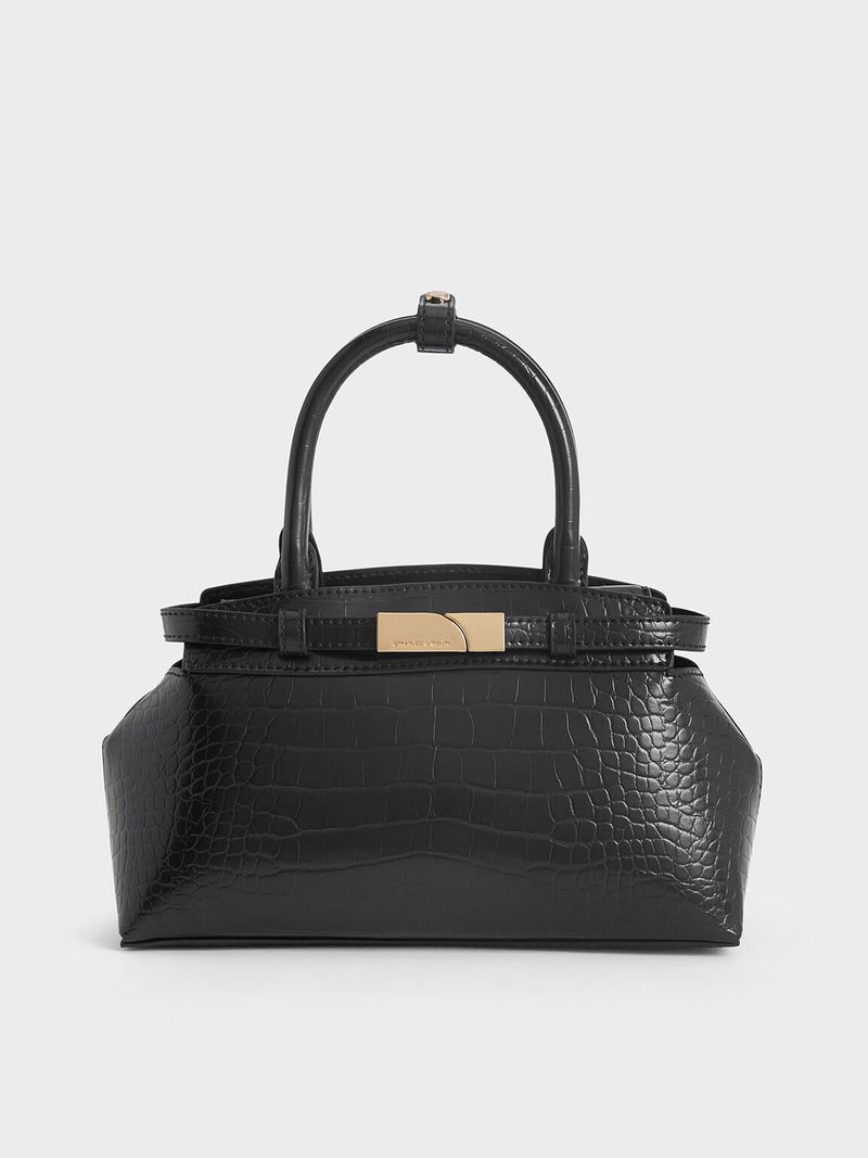 Aurelia Croc-Effect Metallic-Accent Elongated Tote