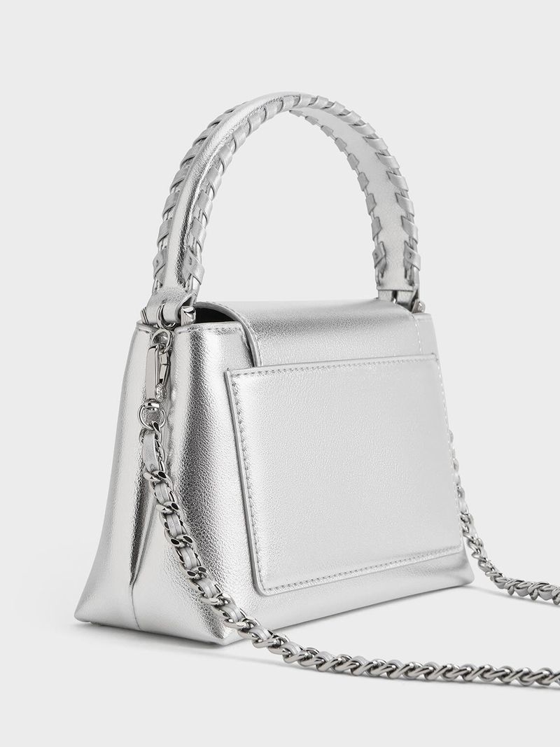 Arwen Croc-Effect Braided-Strap Top Handle Bag