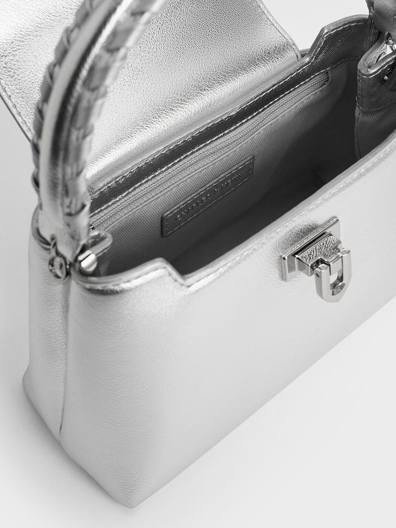 Arwen Croc-Effect Braided-Strap Top Handle Bag